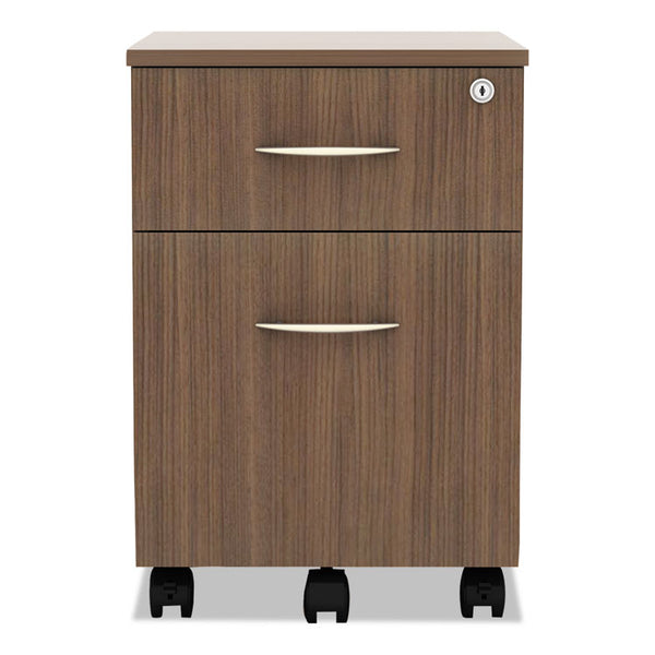 Alera® Alera Valencia Series Mobile Pedestal, Left/Right, 2-Drawers: Box/File, Legal/Letter, Modern Walnut, 15.88" x 19.13" x 22.88" (ALEVABFWA)