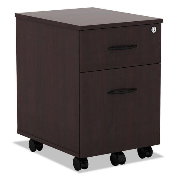 Alera® Alera Valencia Series Mobile Pedestal, Left or Right, 2-Drawers: Box/File, Legal/Letter, Mahogany, 15.88" x 19.13" x 22.88" (ALEVABFMY)