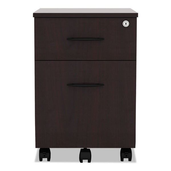 Alera® Alera Valencia Series Mobile Pedestal, Left or Right, 2-Drawers: Box/File, Legal/Letter, Mahogany, 15.88" x 19.13" x 22.88" (ALEVABFMY)