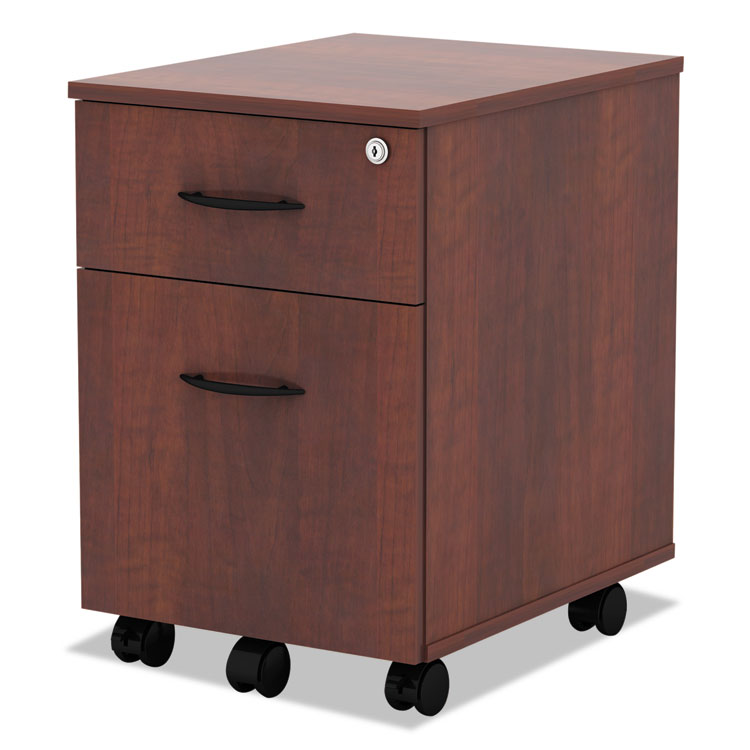 Alera® Alera Valencia Series Mobile Pedestal, Left/Right, 2-Drawers: Box/File, Legal/Letter, Medium Cherry, 15.88" x 19.13" x 22.88" (ALEVABFMC)