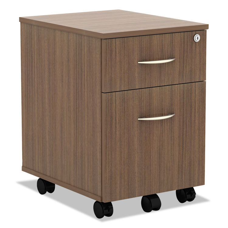 Alera® Alera Valencia Series Mobile Pedestal, Left/Right, 2-Drawers: Box/File, Legal/Letter, Modern Walnut, 15.88" x 19.13" x 22.88" (ALEVABFWA)