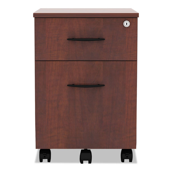 Alera® Alera Valencia Series Mobile Pedestal, Left/Right, 2-Drawers: Box/File, Legal/Letter, Medium Cherry, 15.88" x 19.13" x 22.88" (ALEVABFMC)