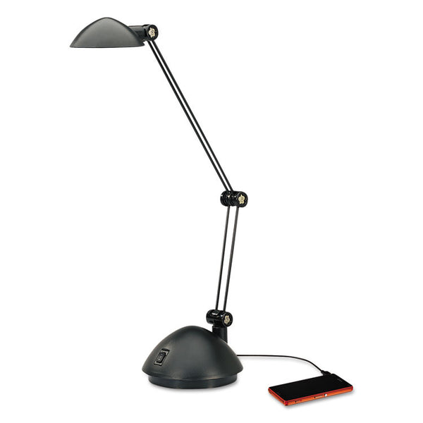 Alera® Twin-Arm Task LED Lamp with USB Port, 11.88w x 5.13d x 18.5h, Black (ALELED912B)