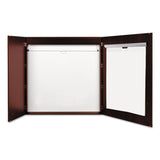 MasterVision® Conference Cabinet, Porcelain Magnetic Dry Erase Board, 48 x 48, White Surface, Cherry Wood Frame (BVCCAB01010130) Each