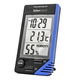 Fisherbrand™ Traceable® Thermometer / Clock / Humidity Monitor Fahrenheit / Celsius 32° to 122°F (0° to 50°C) Internal Sensor Flip-out Stand / Wall Mount Battery Operated (482112_EA) 1/EA
