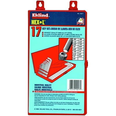 Eklind Tool Company 17 Piece Long Series Hex-l Key Set In Metal Box (269-10217) 1 Set