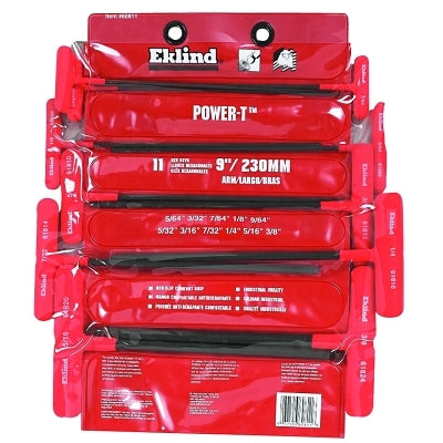 Eklind Tool Company 11-Piece Power-T Ball-Hex Key Set, Vinyl Pouch, 9" Arm (269-60811) 1 Set