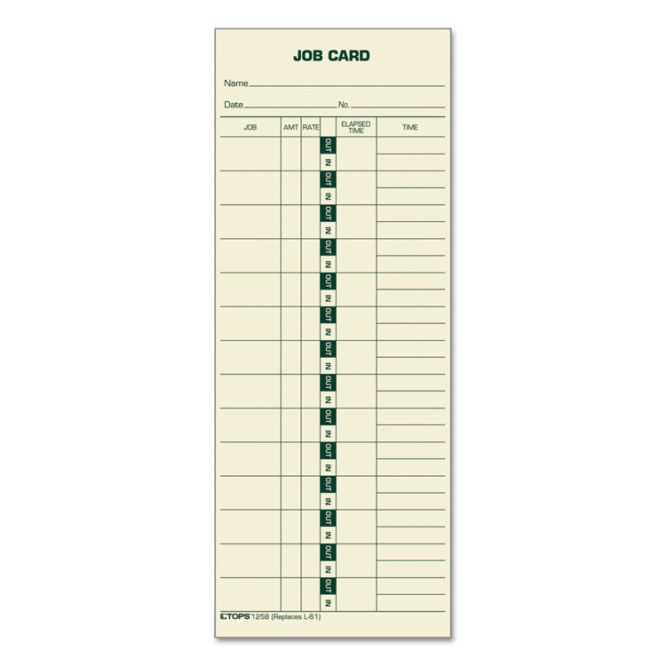 TOPS™ Manilla Job Cards, Replacement for 15-800622/L-61, One Side, 3.5 x 9, 500/Box (TOP1258) Pack of 500