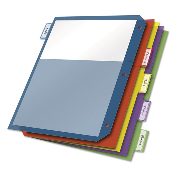 Cardinal® Poly 2-Pocket Index Dividers, 5-Tab, 11 x 8.5, Assorted, 4 Sets (CRD84003)