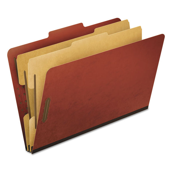 Pendaflex® Six-Section Pressboard Classification Folders, 2" Expansion, 2 Dividers, 6 Fasteners, Legal Size, Red Exterior, 10/Box (PFX2257R) Each