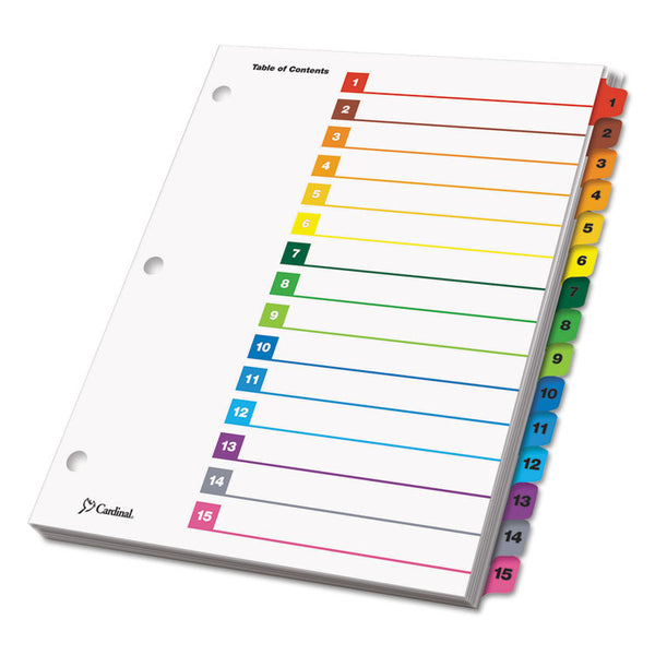 Cardinal® OneStep Printable Table of Contents and Dividers, 15-Tab, 1 to 15, 11 x 8.5, White, Assorted Tabs, 1 Set (CRD61518)