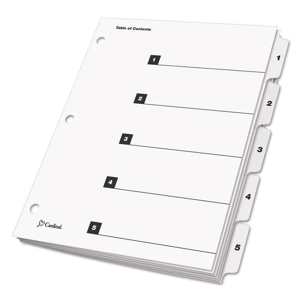Cardinal® OneStep Printable Table of Contents and Dividers, 5-Tab, 1 to 5, 11 x 8.5, White, White Tabs, 1 Set (CRD60513)