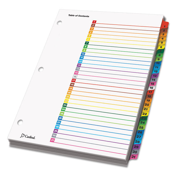 Cardinal® OneStep Printable Table of Contents and Dividers, 31-Tab, 1 to 31, 11 x 8.5, White, Assorted Tabs, 1 Set (CRD60118)
