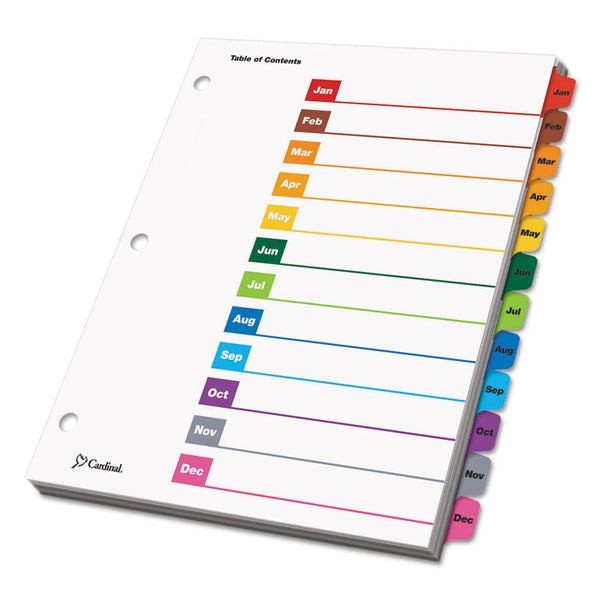 Cardinal® OneStep Printable Table of Contents and Dividers, 12-Tab, Jan. to Dec., 11 x 8.5, White, Assorted Tabs, 1 Set (CRD60318)