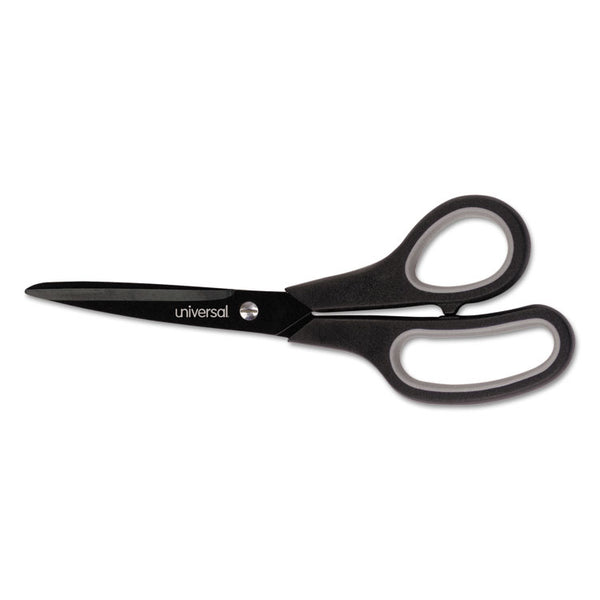 Universal® Industrial Carbon Blade Scissors, 8" Long, 3.5" Cut Length, Black/Gray Straight Handle (UNV92021)