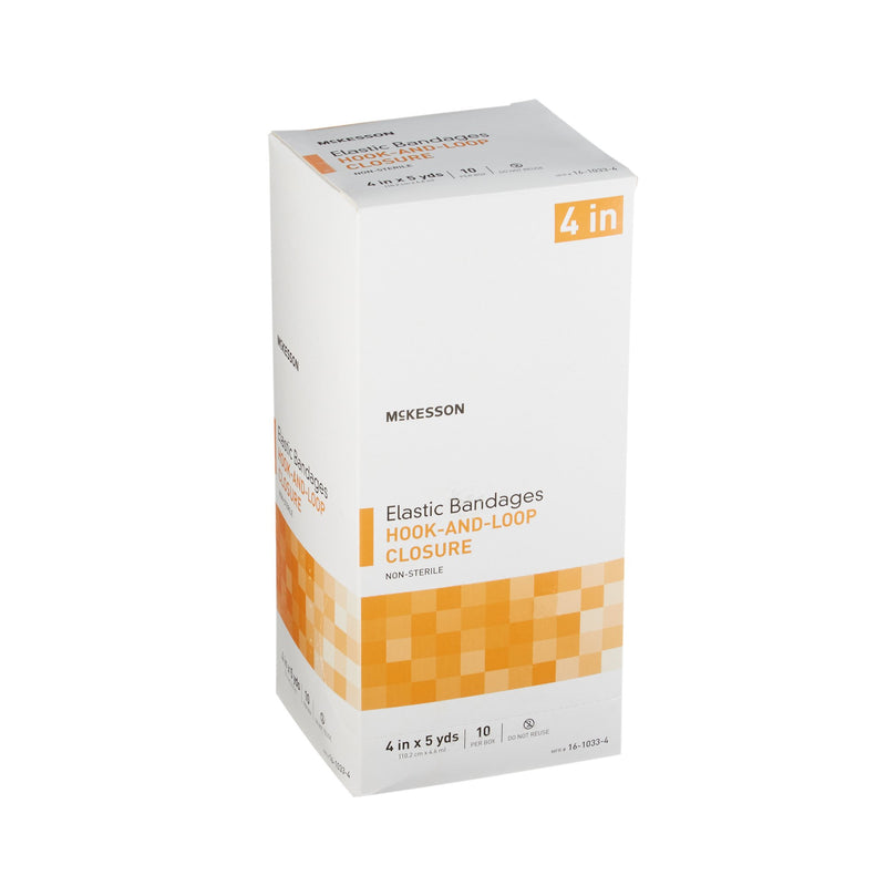 McKesson Elastic Bandage 4 Inch X 5 Yard Single Hook and Loop Closure Tan NonSterile Standard Compression (454620_RL) 1/RL