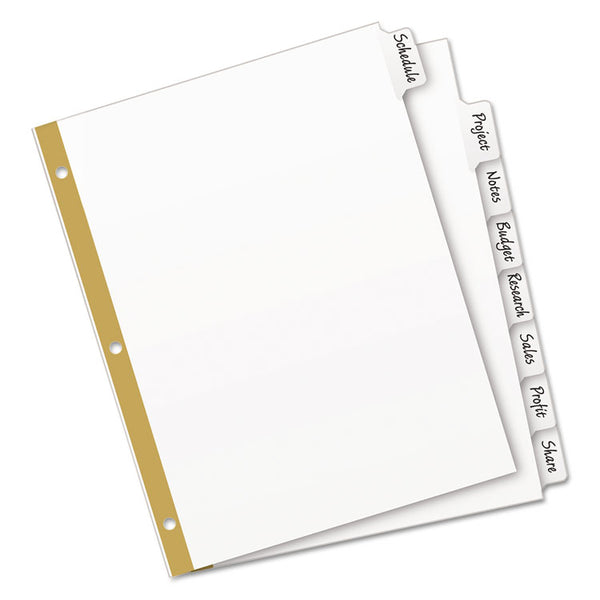 Avery® Write and Erase Big Tab Paper Dividers, 8-Tab, 11 x 8.5, White, White Tabs, 1 Set (AVE23078)