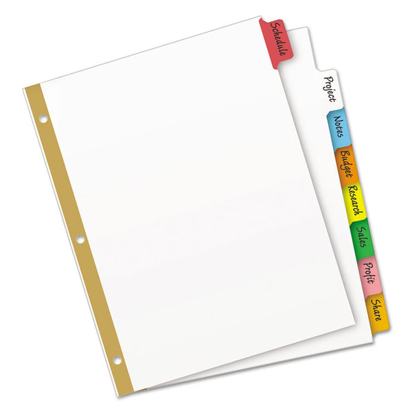 Avery® Write and Erase Big Tab Paper Dividers, 8-Tab, 11 x 8.5, White, Assorted Tabs,1 Set (AVE23079)