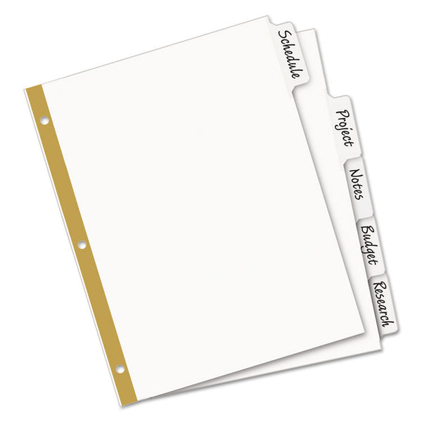 Avery® Write and Erase Big Tab Paper Dividers, 5-Tab, 11 x 8.5, White, White Tabs, 1 Set (AVE23075)