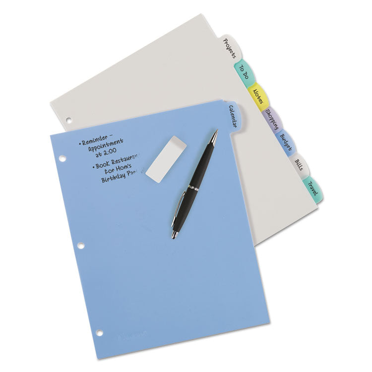 Avery® Write and Erase Big Tab Durable Plastic Dividers, 3-Hole Punched, 8-Tab, 11 x 8.5, Assorted, 1 Set (AVE16171)