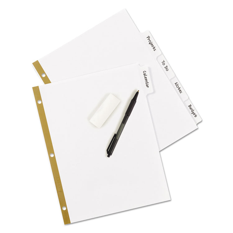 Avery® Write and Erase Big Tab Paper Dividers, 5-Tab, 11 x 8.5, White, White Tabs, 1 Set (AVE23075)