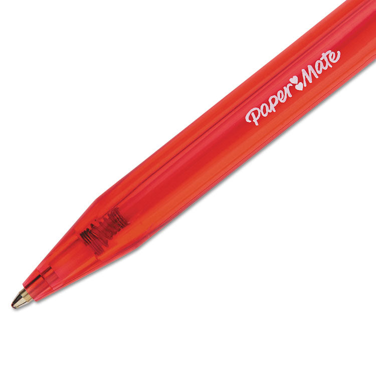 Paper Mate® InkJoy 100 RT Ballpoint Pen, Retractable, Medium 1 mm, Red Ink, Translucent Red Barrel, Dozen (PAP1951252)
