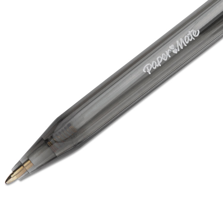 Paper Mate® InkJoy 100 RT Ballpoint Pen, Retractable, Medium 1 mm, Black Ink, Smoke/Black Barrel, 20/Pack (PAP1951395)
