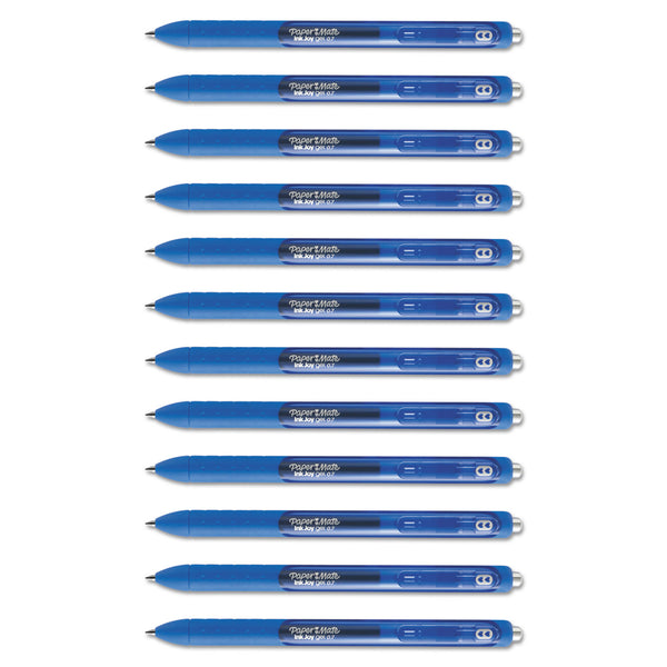 Papermate® InkJoy Gel Pen, Retractable, Medium 0.7 mm, Blue Ink, Blue Barrel, Dozen (PAP1951721A) 1 Dozen