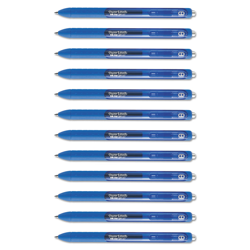 Papermate® InkJoy Gel Pen, Retractable, Medium 0.7 mm, Blue Ink, Blue Barrel, Dozen (PAP1951721A) 1 Dozen