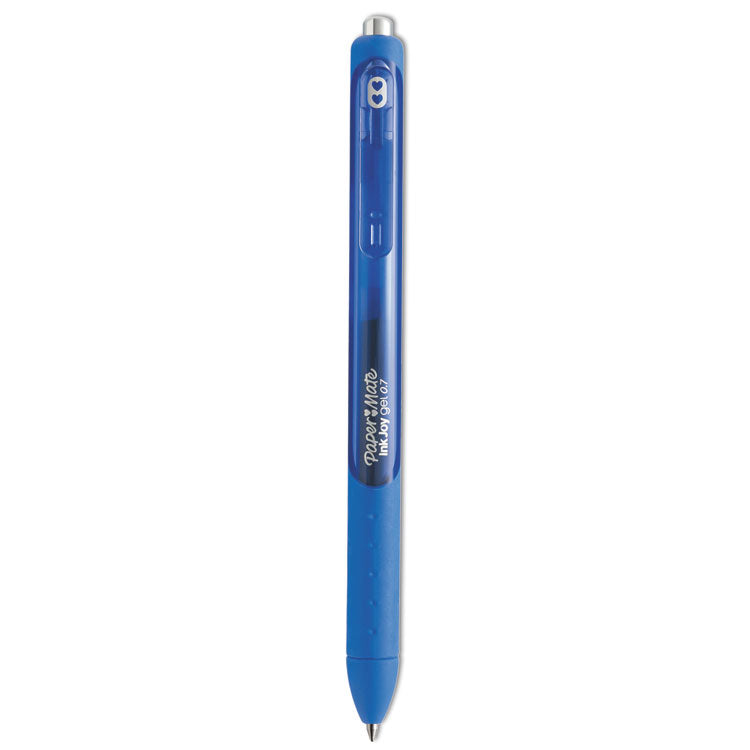 Paper Mate® InkJoy Gel Pen, Retractable, Medium 0.7 mm, Blue Ink, Blue Barrel, Dozen (PAP1951721)