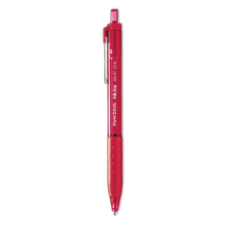 Paper Mate® InkJoy 300 RT Ballpoint Pen, Refillable, Retractable, Medium 1 mm, Red Ink, Red Barrel, Dozen (PAP1951258)