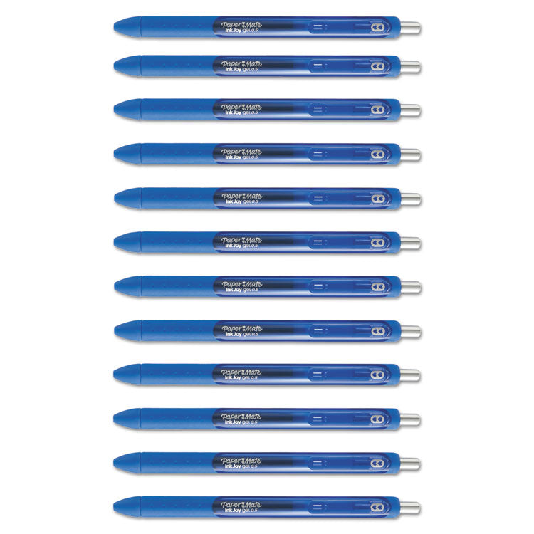 Paper Mate® InkJoy Gel Pen, Retractable, Fine 0.5 mm, Blue Ink, Blue Barrel, Dozen (PAP1951722)