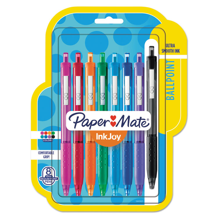 Paper Mate® InkJoy 300 RT Ballpoint Pen Retractable, Medium 1 mm, Assorted Ink and Barrel Colors, 8/Pack (PAP1945921)