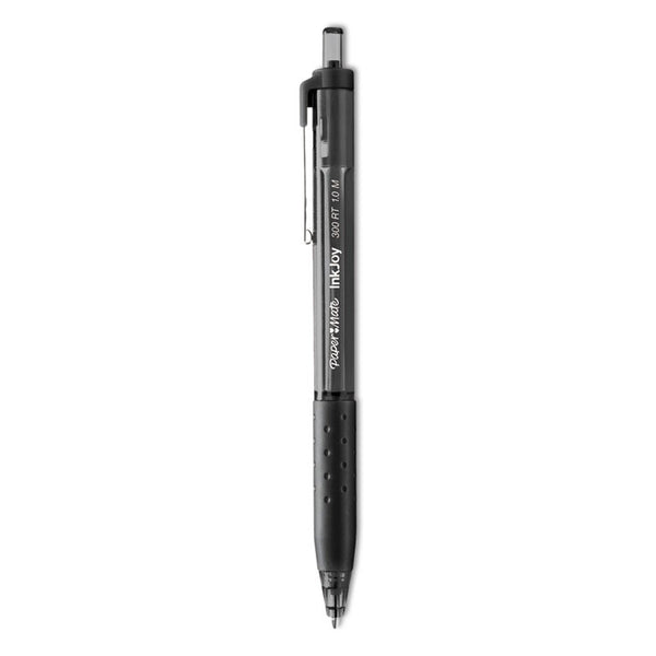 Paper Mate® InkJoy 300 RT Ballpoint Pen, Refillable, Retractable, Medium 1 mm, Black Ink, Black Barrel, Dozen (PAP1951260)