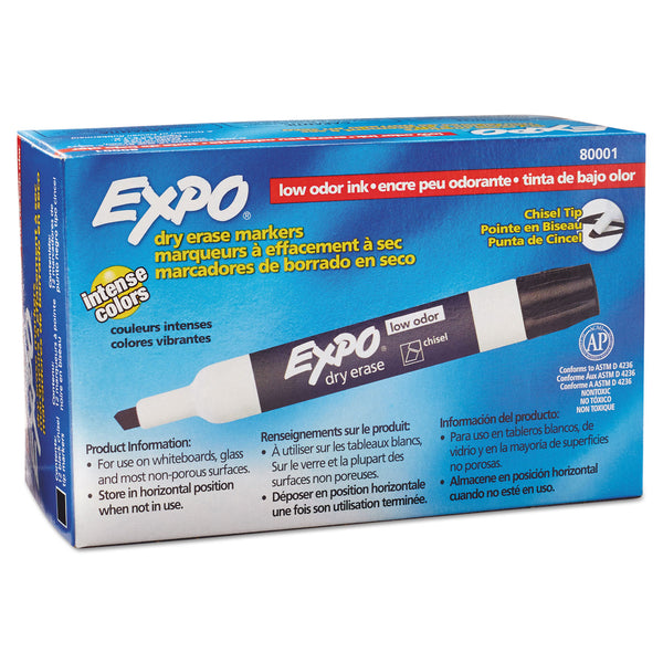 Expo® Low-Odor Dry-Erase Marker, Broad Chisel Tip, Black, Dozen (SAN80001A) 1 Dozen