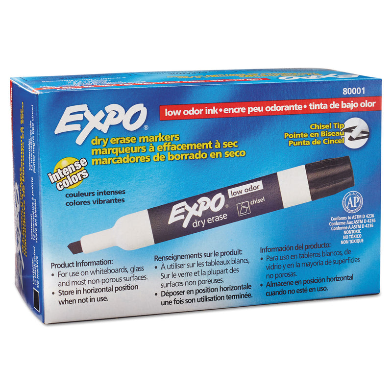 Expo® Low-Odor Dry-Erase Marker, Broad Chisel Tip, Black, Dozen (SAN80001A) 1 Dozen