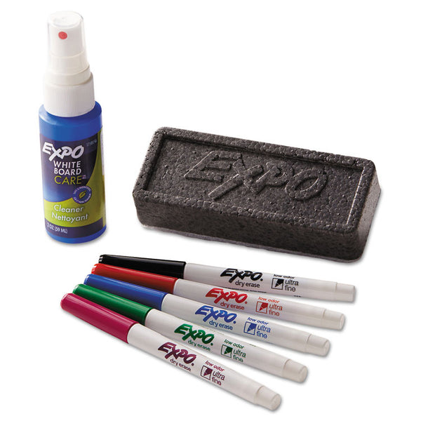 EXPO® Low-Odor Dry Erase Marker Starter Set, Extra-Fine Bullet Tip, Assorted Colors, 5/Set (SAN1884310)