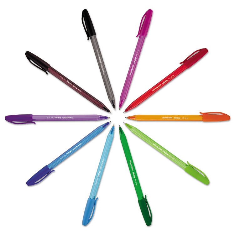 Paper Mate® InkJoy 100 Ballpoint Pen, Stick, Medium 1 mm, Black Ink, Smoke/Black Barrel, Dozen (PAP1951257)