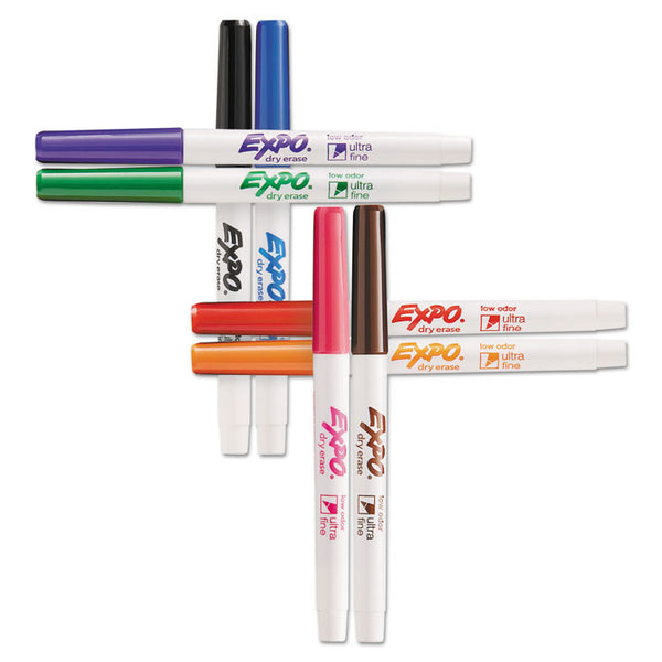 EXPO® Low-Odor Dry-Erase Marker, Extra-Fine Bullet Tip, Assorted Colors, 8/Set (SAN1884309)