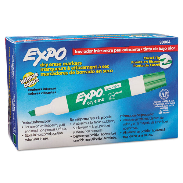 Expo® Low-Odor Dry-Erase Marker, Broad Chisel Tip, Green, Dozen (SAN80004A) 1 Dozen