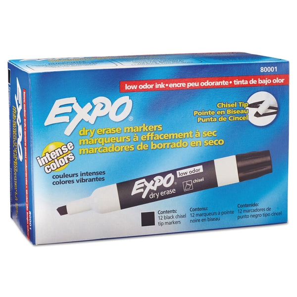 Expo® Low-Odor Dry-Erase Marker, Broad Chisel Tip, Black, Dozen (SAN80001A) 1 Dozen