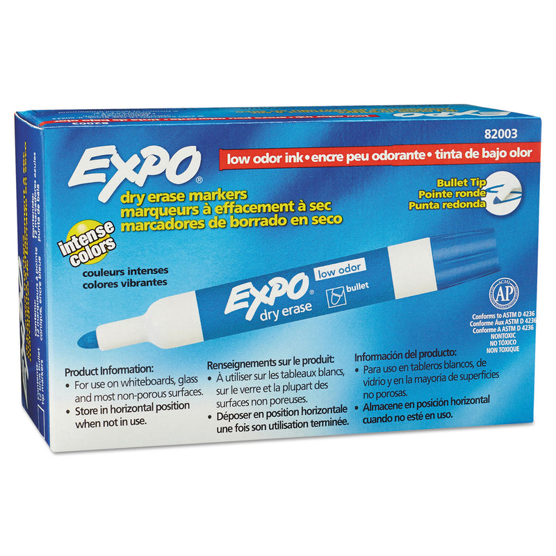 Expo® Low-Odor Dry-Erase Marker, Medium Bullet Tip, Blue, Dozen (SAN82003A) 1 Dozen