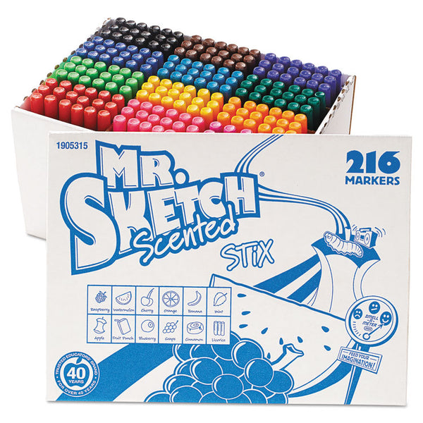 Mr. Sketch® Scented Stix Watercolor Marker Set School Pack, Fine Bullet Tip, Assorted Colors, 216/Set (SAN1905315) Pack of 216