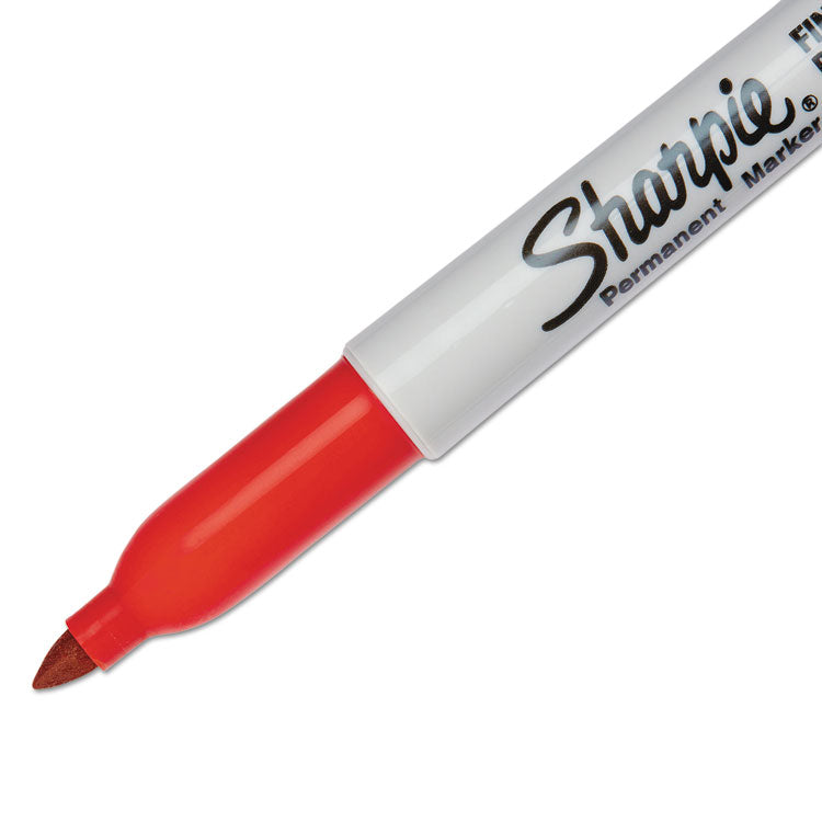 Sharpie® Fine Tip Permanent Marker, Fine Bullet Tip, Red, Dozen (SAN30002)