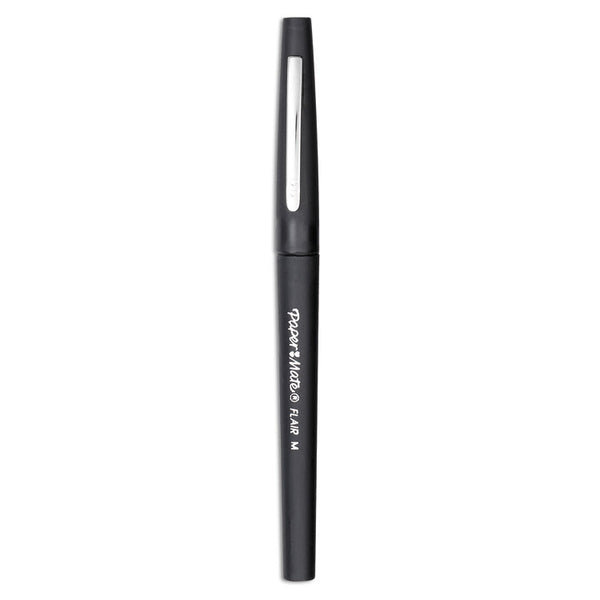 Paper Mate® Point Guard Flair Felt Tip Porous Point Pen, Stick, Medium 0.7 mm, Black Ink, Black Barrel, 36/Box (PAP1921070)