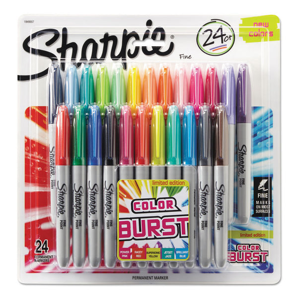 Sharpie® Fine Tip Permanent Marker, Fine Bullet Tip, Assorted Classic and Limited Edition Color Burst Colors, 24/Pack (SAN1949557)