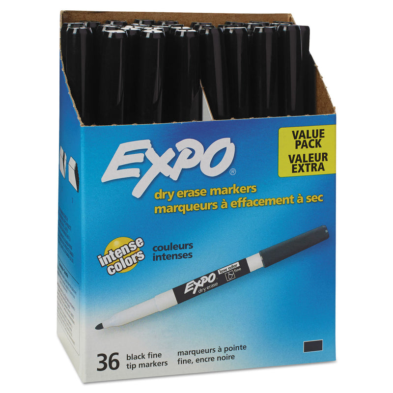 Expo® Low-Odor Dry-Erase Marker Value Pack, Fine Bullet Tip, Black, 36/Box (SAN1921062A) Box of 36