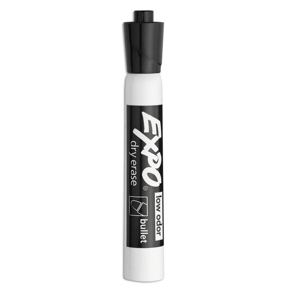 EXPO® Low-Odor Dry-Erase Marker, Medium Bullet Tip, Black, Dozen (SAN82001)