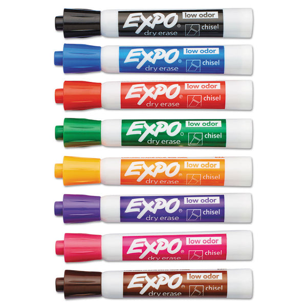 EXPO® Low-Odor Dry-Erase Marker, Broad Chisel Tip, Assorted Colors, 8/Set (SAN80078)