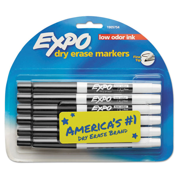 EXPO® Low-Odor Dry-Erase Marker, Fine Bullet Tip, Black, Dozen (SAN86001)